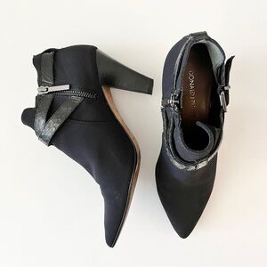 Donald J. Pliner Black Tamy Pointed Toe Ankle Boots w/ Metallic Buckle – Size 7M